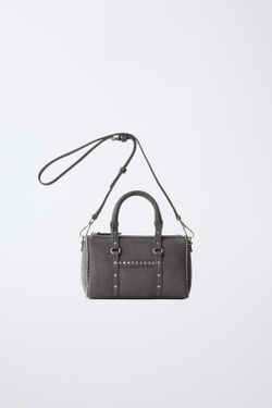 ZARA СУМКА С ЗАКЛЕПКАМИ, СЕРЫЙ