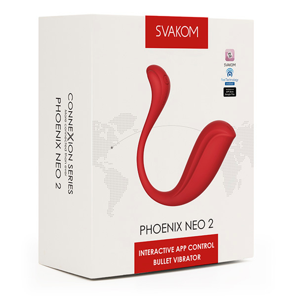 Красное интерактивное виброяйцо Svakom Phoenix Neo 2 Interactive App-controlled Egg Vibrator With External Light S94P