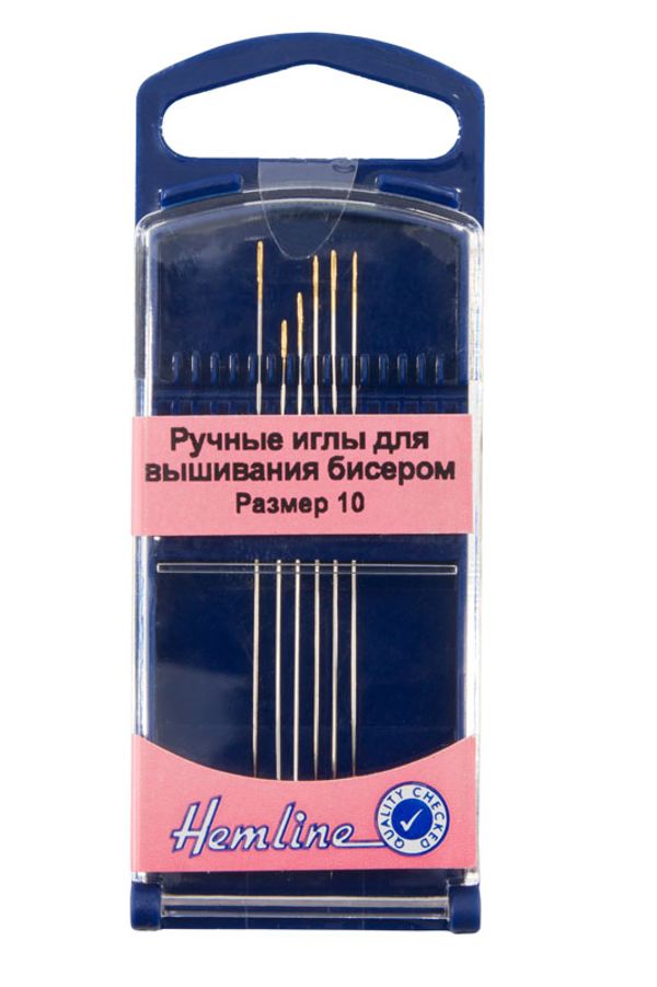 Иглы ручные для вышивания бисером в пластиковом контейнере №10 | 5 блист. по 6 игл, Hemline