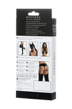 Комплект Glossy из материала Wetlook пояс с пажами для чулок и трусики черный М