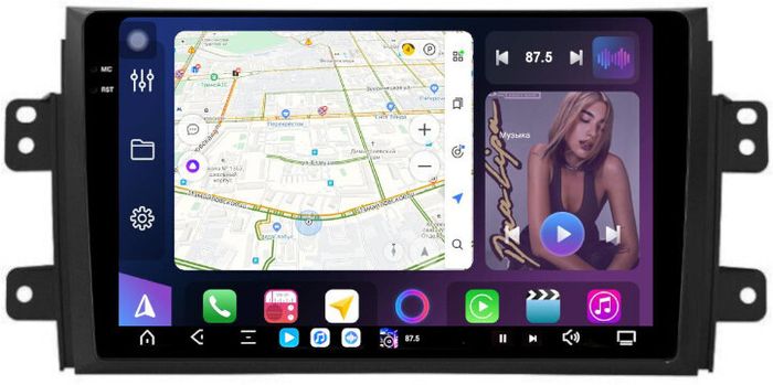 Магнитола для Suzuki SX4 1 2006-2014 - FarCar S500-TS20 монитор 9.5" 2K QLED на Android 14, Быстрейшая, CarPlay, 4G SIM-слот