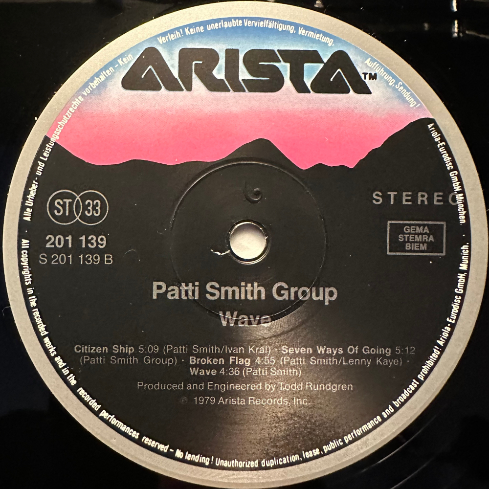 Patti Smith Group ‎– Wave (Европа)