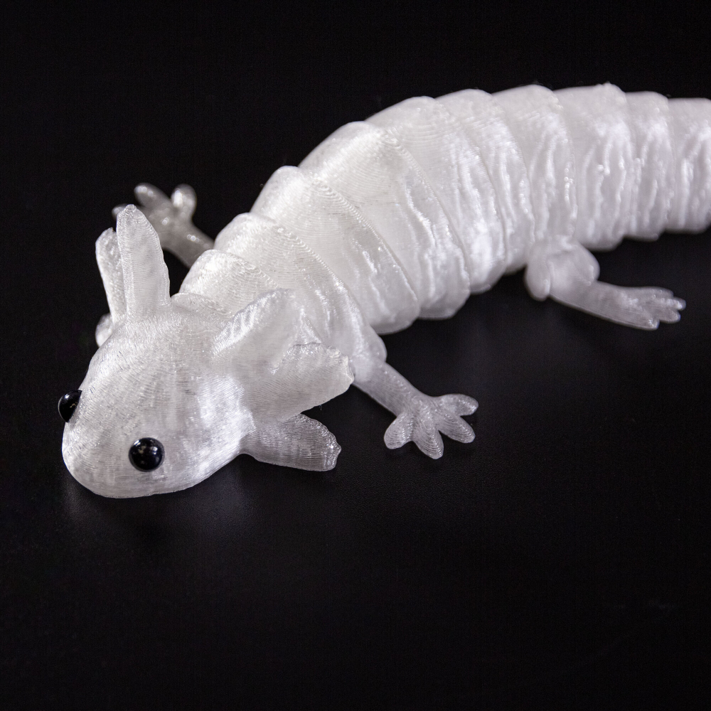 Аксолотль гибкая сегментная подвижная игрушка, 18 см., 3D печать, белая