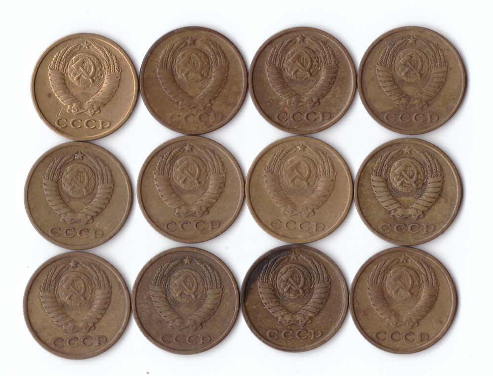 Набор монет (12шт) 2 копейки 1961,62,63,68-74,76,79гг. XF