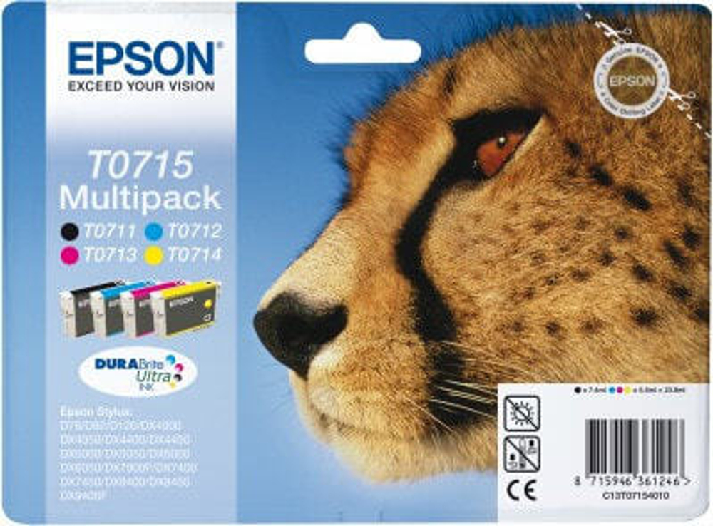 Epson T0715 Подлинный Голубой, Пурпурный, Желтый 1 шт C13T07154010