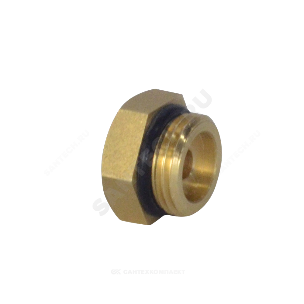 Футорка латунь Ду 15х8 (1/2"х1/4") с резиновым кольцом НР/ВР Апогей 310013