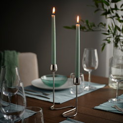 IKEA KLOKHET  (ИКЕА КЛОКХЕТ)  -  Свеча коническая без аромата - светлый серо-зелёный 25 см
