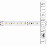 Светодиодная лента 48V 7,2W/m 3000К 30м Arte Lamp TAPE A4812010-03-3K, LED