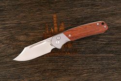 Нож складной CJRB J1942-RW Pyrite Bowie, клинок 80мм, сталь AR-RPM9, рукоять: дерево, сталь