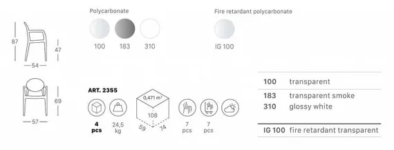 Стул с подлокотниками Igloo прозрачный