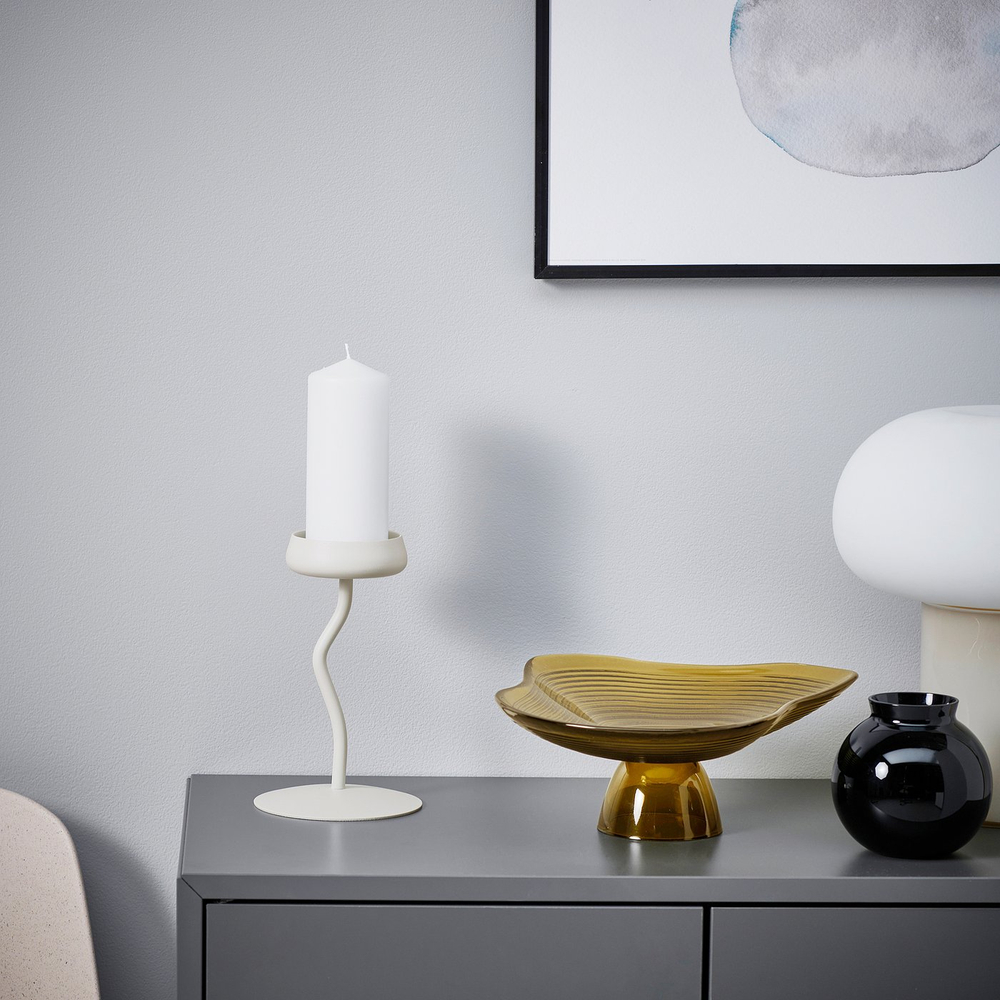 IKEA SILVERPÄRON  (ИКЕА СИЛВЕРПЭРОН)  -  Подсвечник для свечи-столбика - белый 20 см