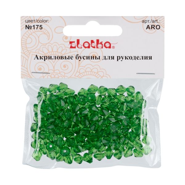 Бусины акрил 7х8 мм, 25 г (155±5 шт), 175 зеленый, Zlatka ARO