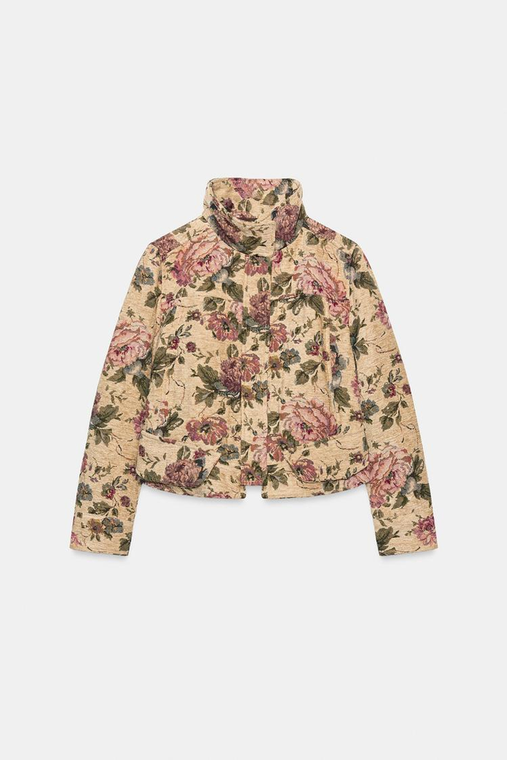 ZARA КУРТКА С ЦВЕТОЧНЫМ ПРИНТОМ — ZW COLLECTION, ЭКРЮ/БЕЖЕВЫЙ