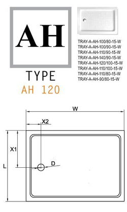 Акриловый  поддон Cezares  120x100см.  TRAY-A-AH-15-W