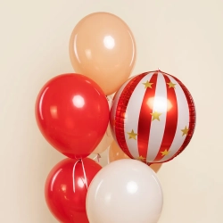 Шар 3D (25''/64 см) Сфера, Золотые звезды, Красный, 1 шт. в уп.
