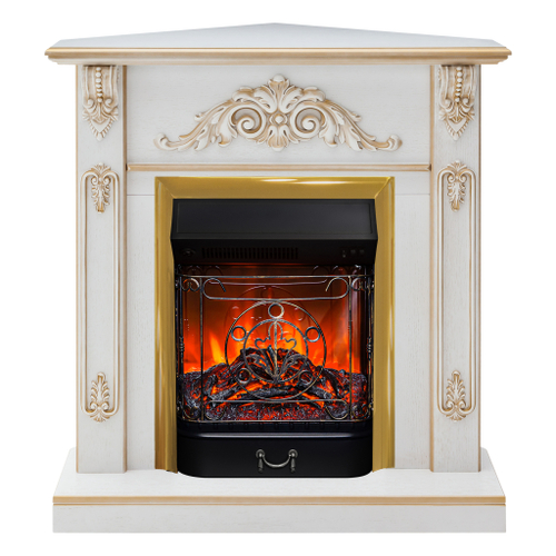 Каминокомплект Real Flame Anita Corner WT с очагом Majestic Lux Brass (угловой)