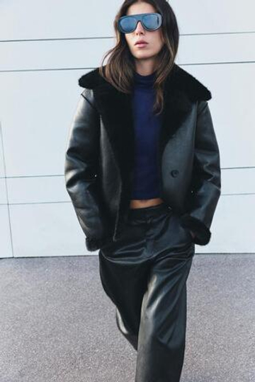 ZARA ДВУСТОРОННЯЯ КУРТКА, ЧЕРНЫЙ