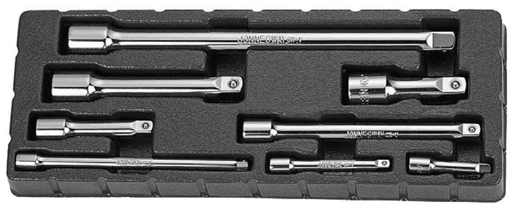 S28H08S Набор удлинителей 1/4", 3/8", 1/2"DR, 50-250 мм, 8 предметов