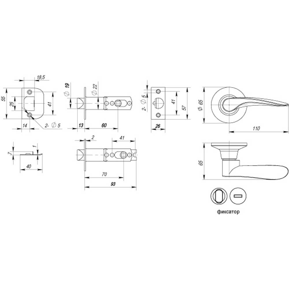 Ручка защелка DK620 AB-BK (6020 AB-B) (фик.) бронза
