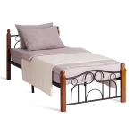 Кровать AT-808 - дерево гевея/металл, 90*200 см (Single bed), красный дуб/черный