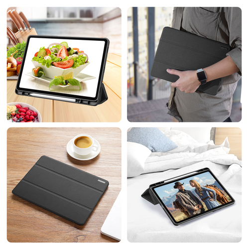 Чехол книжка черного цвета для планшета Samsung Galaxy Tab S11, серия Domo Series (с держателем для S Pen и функцией автоматического перехода в спящий режим) от Dux Ducis