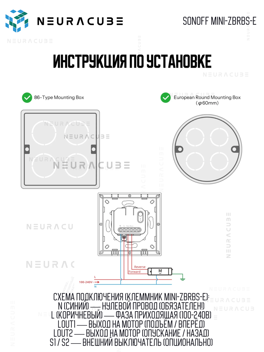 ZigBee Выключатель для штор SONOFF MINI-ZBRBS-E