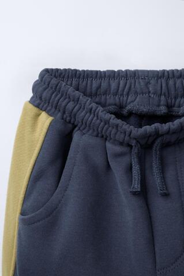 ZARA БРЮКИ-ДЖОГГЕРЫ ИЗ МЯГКОЙ ТКАНИ КОЛОР-БЛОК, СИНИЙ
