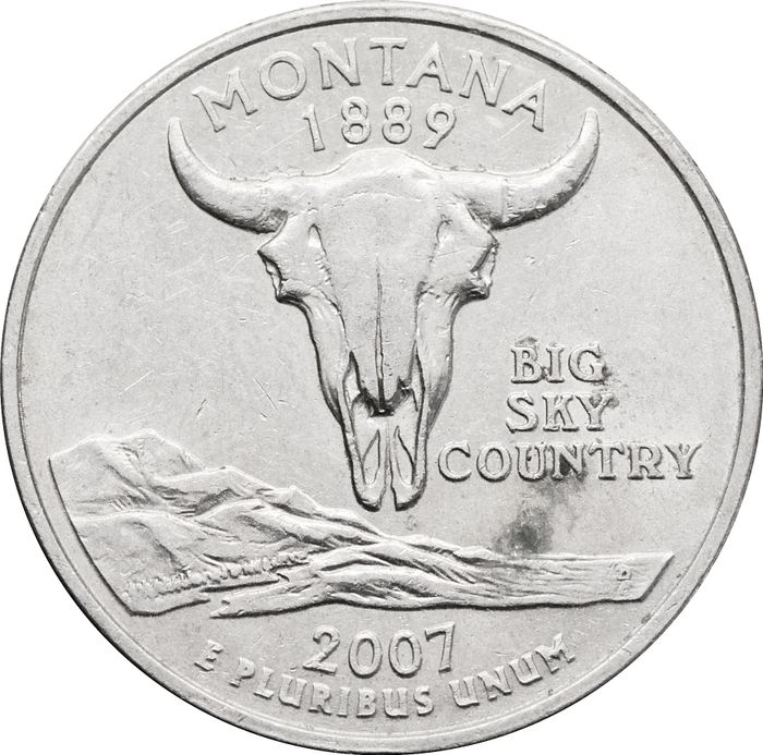 25 центов (1/4 доллара, квотер) 2007 США «Штат Монтана» (D)