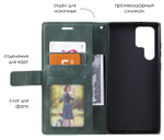 Дизайнерский чехол-книжка из кожи для SAMSUNG GALAXY S22 ULTRA с отделом для наличных, 3 слотами для карт и подставкой