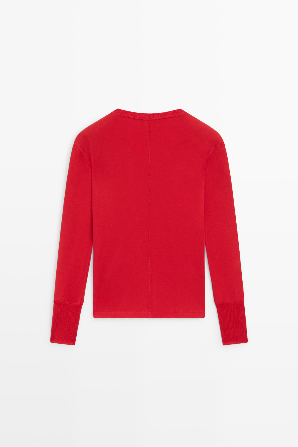Massimo Dutti Футболка с длинными рукавами и манжетами, красный