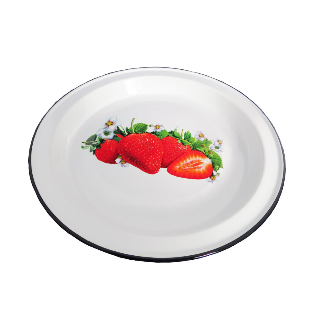 Разнос эмалированный большой с клубникой