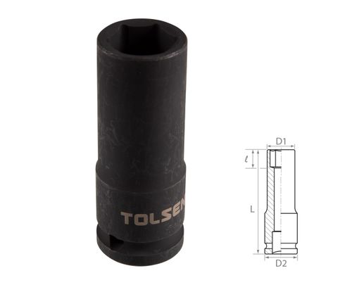 TOLSEN (TT18266) Головка торцевая ударная глубокая шестигранная 1/2", 16 мм