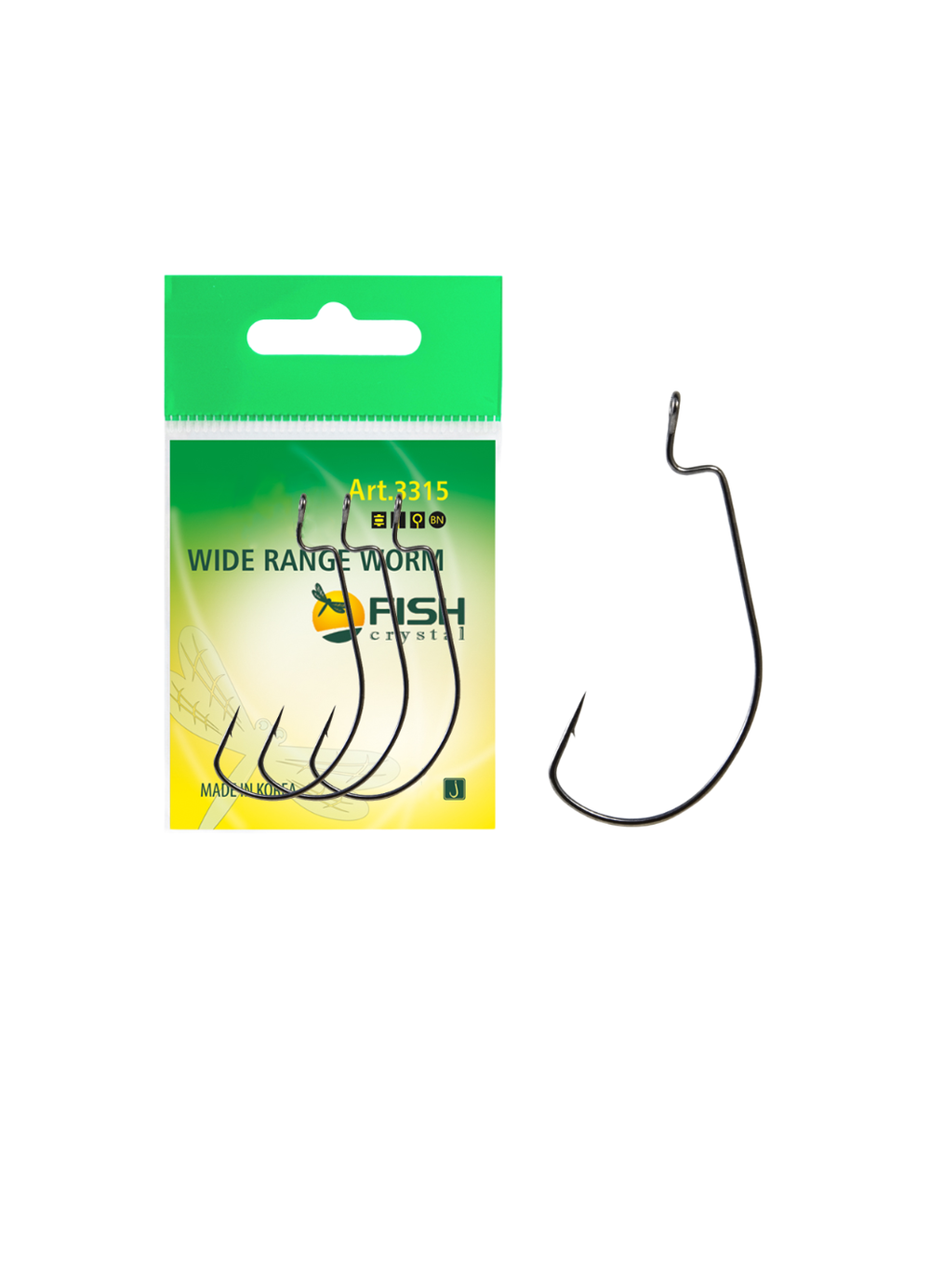 Крючок рыболовный Fish Crystal (офсет) WIDE RANGE WORM с БОЛЬШИМ ухом 3315 №2 (5 упаковок)