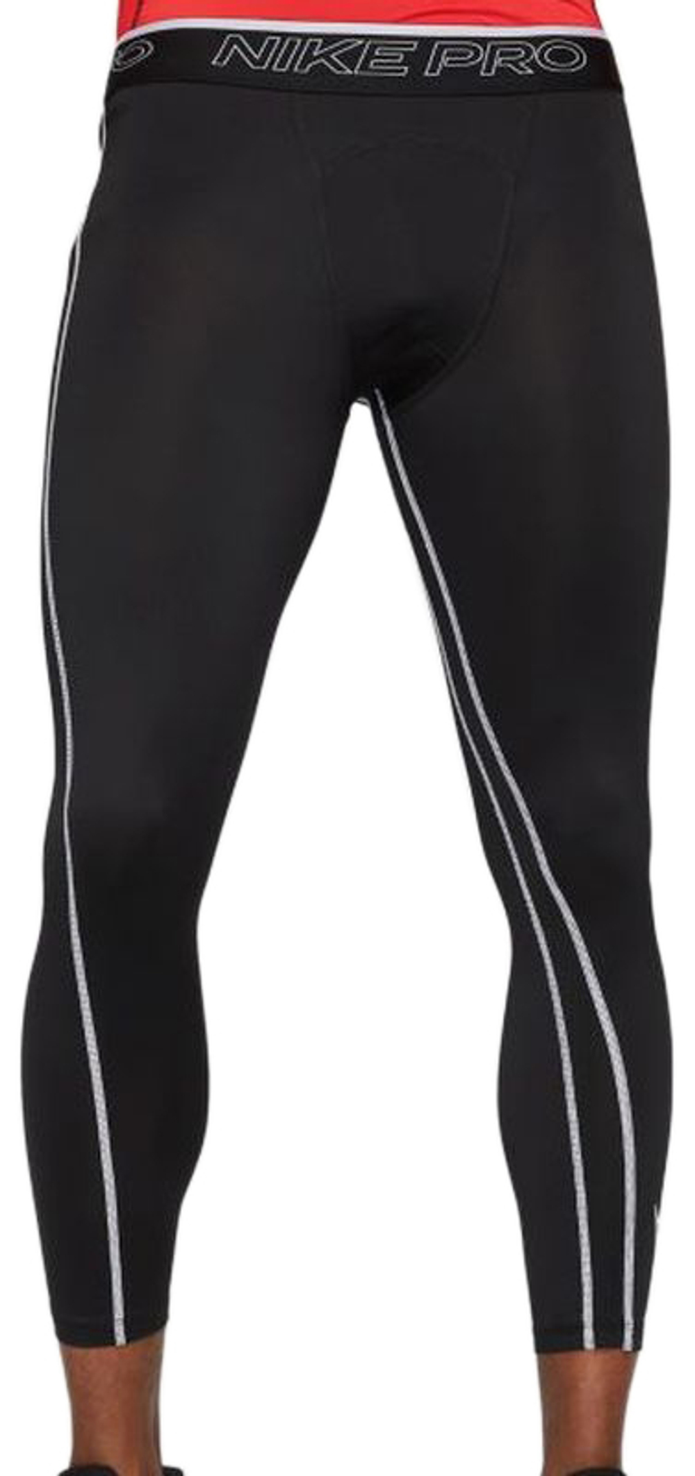 Мужские теннисные штаны Nike Pro Dri-Fit 3QT Tight M - black/white/white
