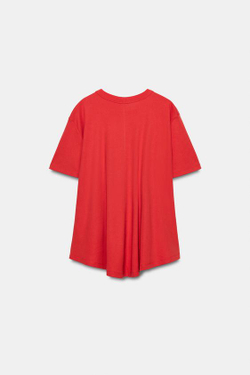 ZARA ФУТБОЛКА INTERLOCK С КАРМАНОМ, КОРАЛЛОВЫЙ