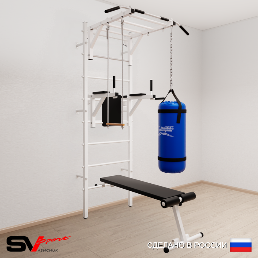 Шведская стенка Sv Sport 5533 (Турник рукоход/Брусья/Скамья/Трапеция/Цепь/Мешок 30кг)