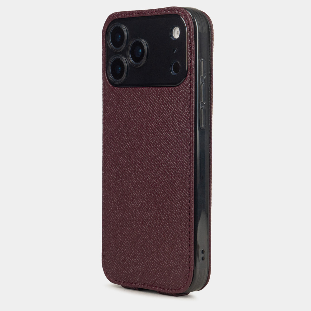 Чехол для iPhone 17 Pro - кожа теленка сафьяно, бордовый