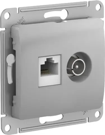 GLOSSA РОЗЕТКА двойная ТВ + компьютерная RJ45 кат. 5e, механизм, АЛЮМИНИЙ