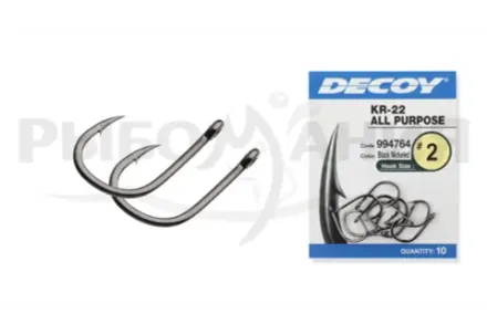 Крючок Decoy одинарный KR-22 #6 BLACK NICKELED (12 шт.)