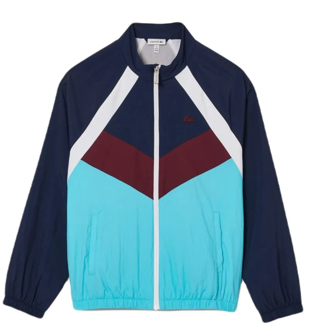 Детская теннисная толстовка Lacoste Recycled Fiber Colourblock Zipped - navy blue/white/bordeuax/blue