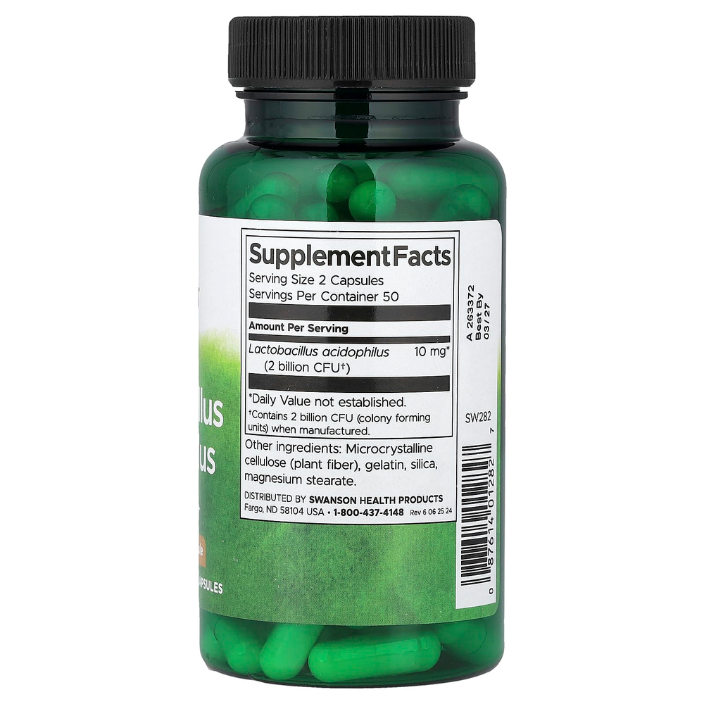 Swanson Vitamins, Лактобактерии ацидофильные, 1 млрд КОЕ, 100 капсул