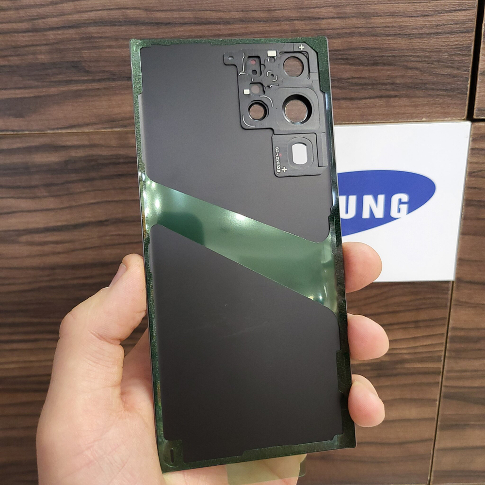 Крышка для Samsung S22 Ultra - задняя стеклянная панель "хорошее качество" (чёрного цвета)