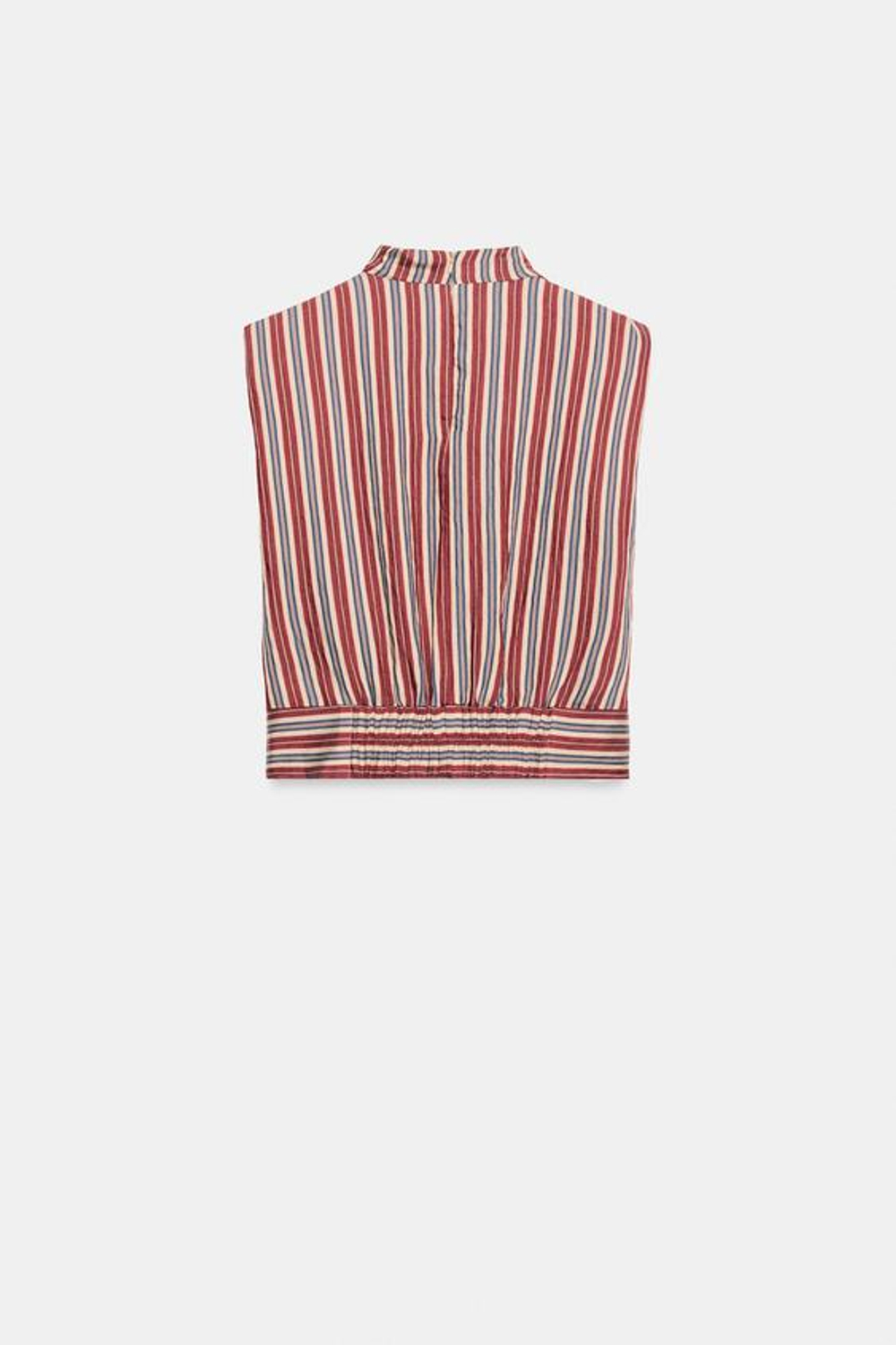 ZARA ТОП В ПОЛОСКУ С УЗЛОМ И ФУРНИТУРОЙ, ЭКРЮ/ГРАНАТОАВЫЙ