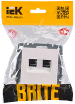 BRITE Розетка компьютерная двойная кат.5E RJ45 РК10-2-БрЖ жемчуг IEK