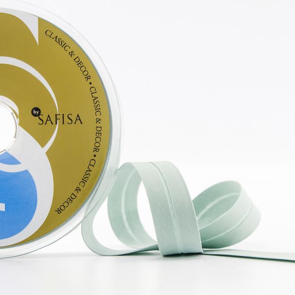 Косая бейка хлопковая 20 мм / 25 метров, ≈2.5 г/м², 53 ментоловый, Safisa (Spiral)