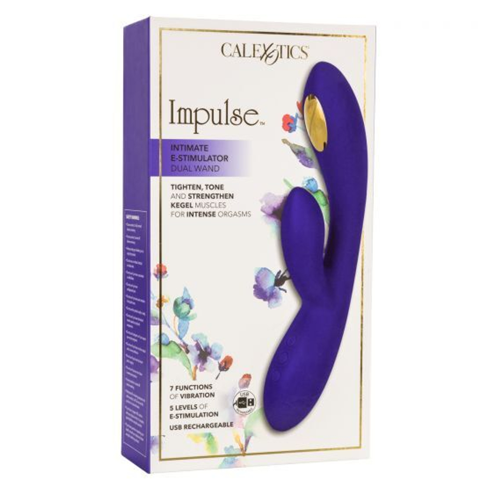 Фиолетовый вибратор с функцией электростимуляции Intimate E-Stimulator Dual Wand - 21,5 см. (Цвет: фиолетовый)