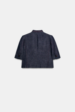 ЛЬНЯНОЙ БЛЕЙЗЕР С КОРОТКИМИ РУКАВАМИ И КОНТРАСТНОЙ ОТСТРОЧКОЙ — ZARA