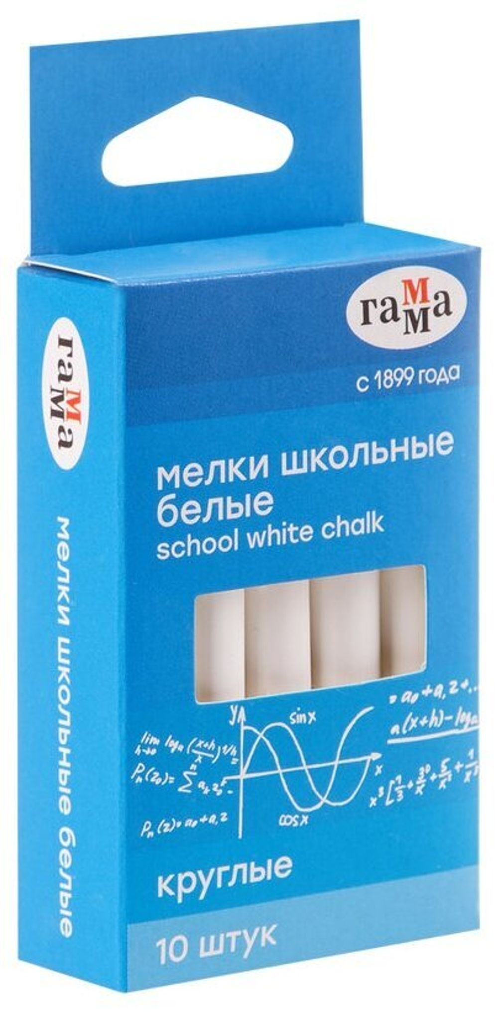 Мел белый ГАММА НАБОР 10 шт., мягкий, круглый, 2308191