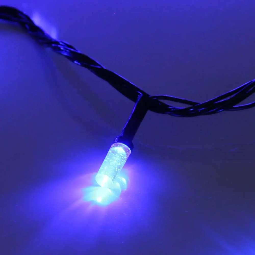 Гирлянда для дома НИТЬ «Хрусталь» 8 м 50 ламп LED, черный пров,IP-40. 8 режимов, Синий (возможность соединения)