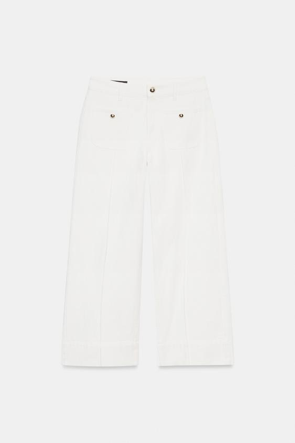 ZARA ДЖИНСЫ-КЮЛОТЫ Z1975 С ВЫСОКОЙ ПОСАДКОЙ, БЕЛЫЙ
